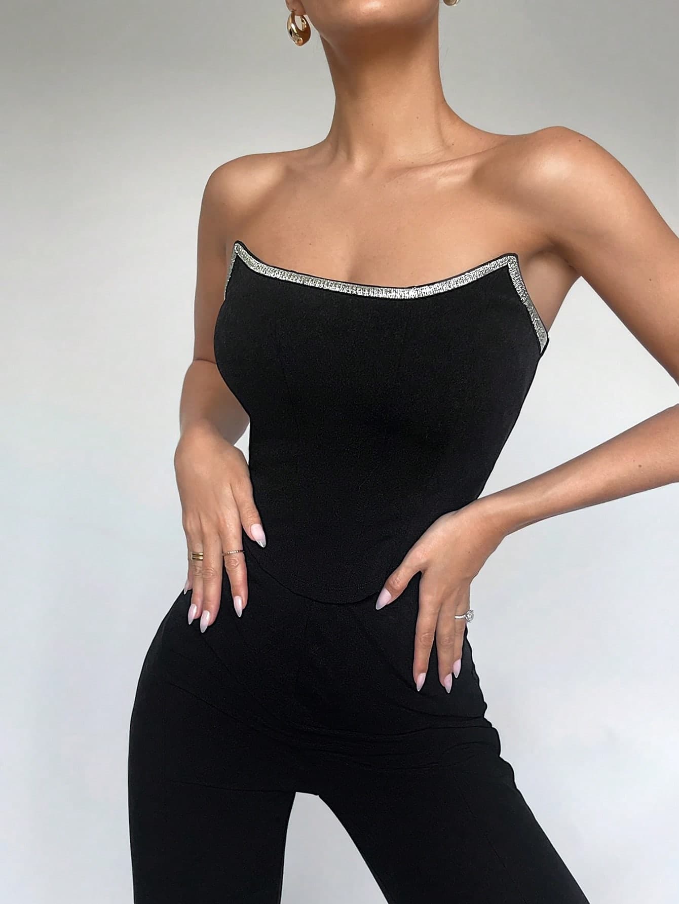 Size 38(M) - Contrast Binding Tube Top - Image 1