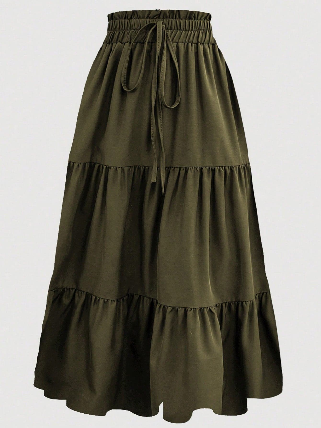 Floral Print Tiered Ruched Elastic Waist Vacation Skirts - Image 1