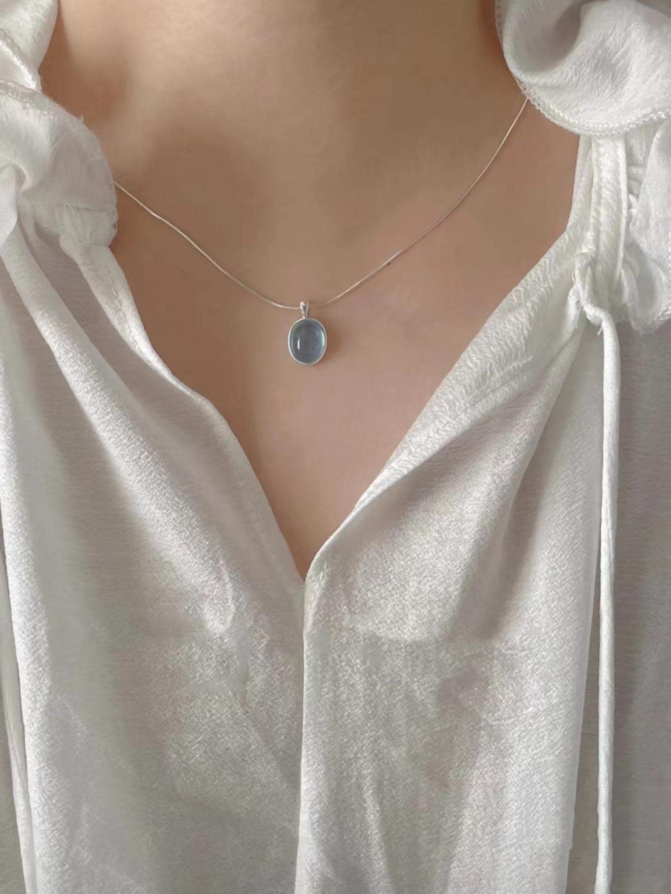 Moonstone Oval Charm Necklace - Image 1