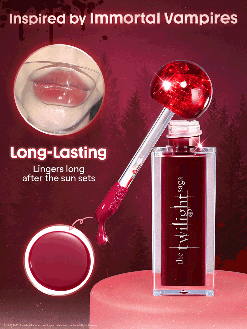 The Twilight Saga X SHEGLAM Immortality Lip Tint-Bitten Brand Beauty Makeup Cosmetic For Women Girls Perfect For Fall Winter Ideal For Y2K Fancy Fashion Suitable For Birthday Present Halloween Party Ready Best Color thumbnail 3