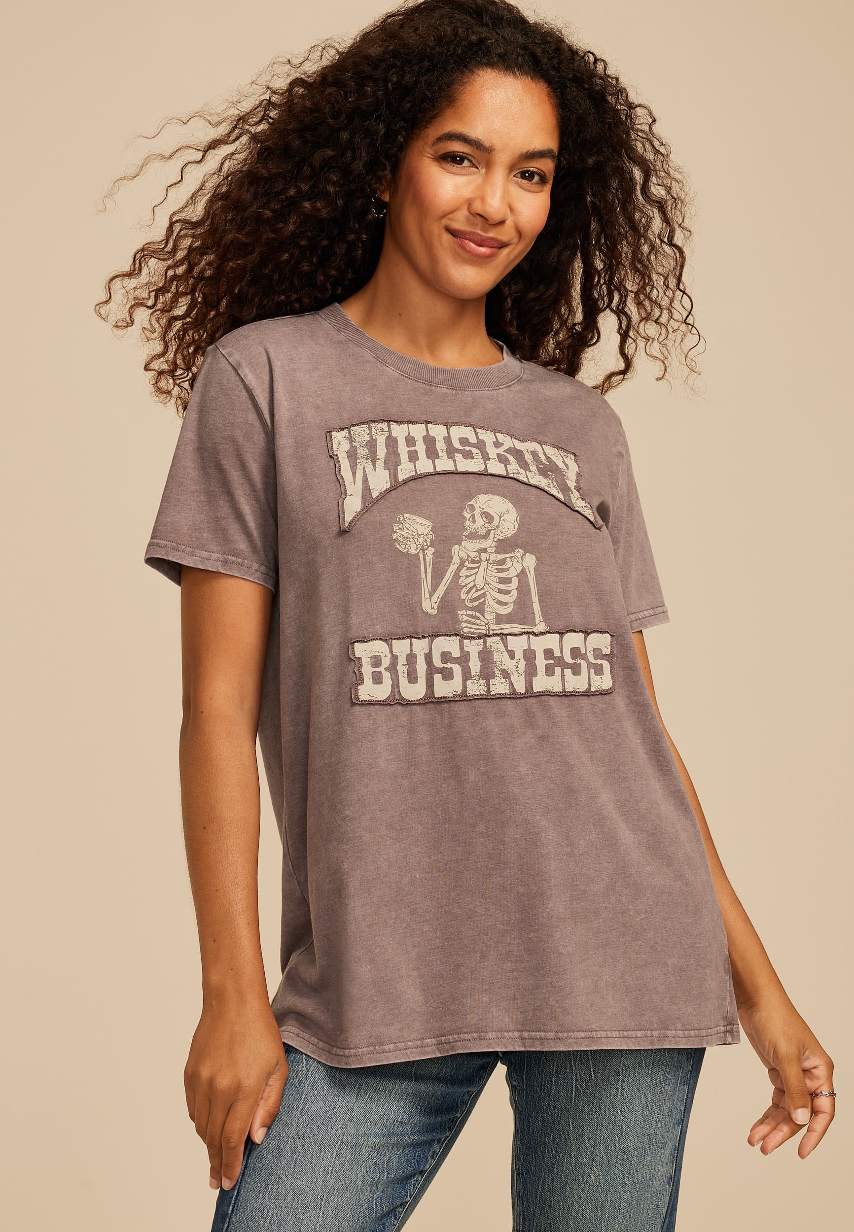 Whiskey Business Oversized Fit Graphic Tee - Image 1
