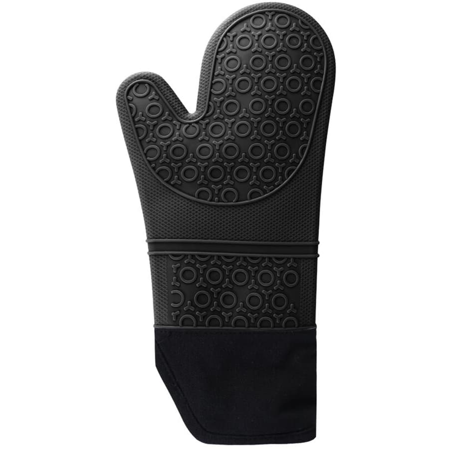 Professional Oven Mitt Extra long Silicone Black | Adexa BHSC01B - Image 1