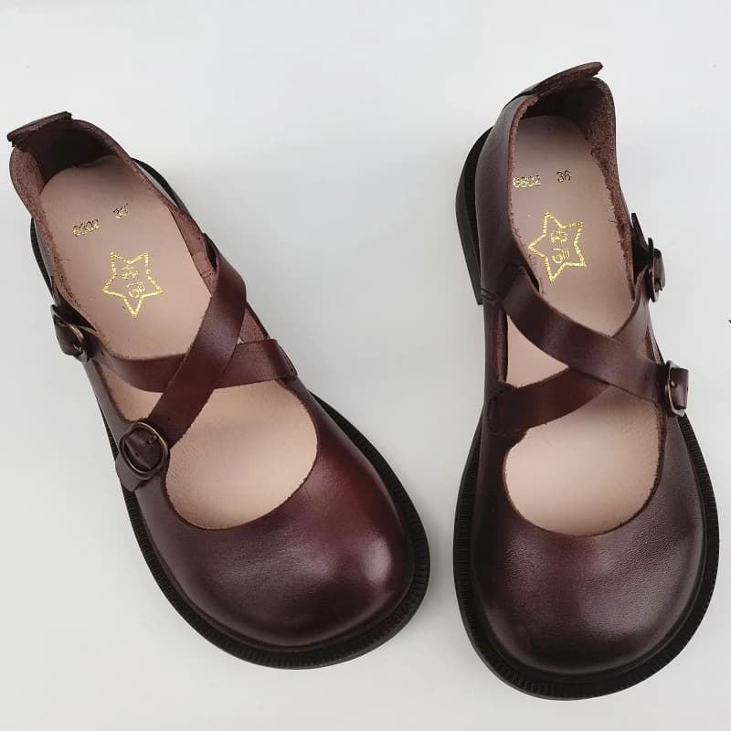 Wide Leather Women Shoes | Leather Women's Shoes | Big Leather Shoes | Retro Ol Shoes - Pumps - Aliexpress thumbnail 3