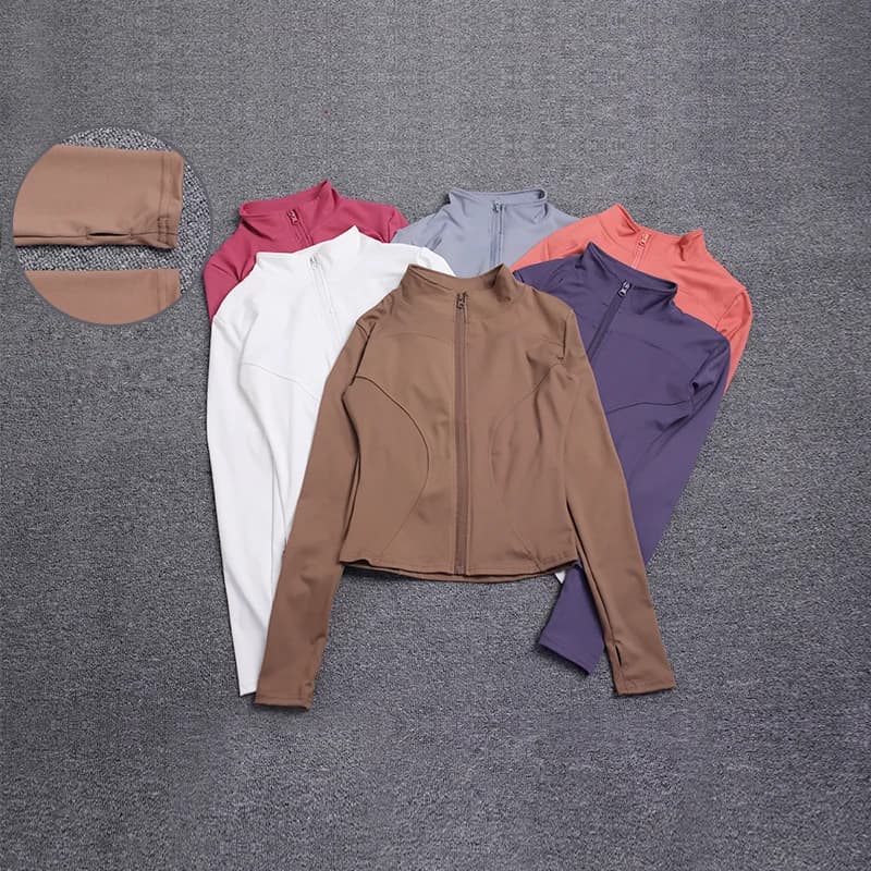 Women Sport Jacket Long Sleeve Shirt Workout Coat Gym Training Clothing Yoga Sportswear - AliExpress  thumbnail 2