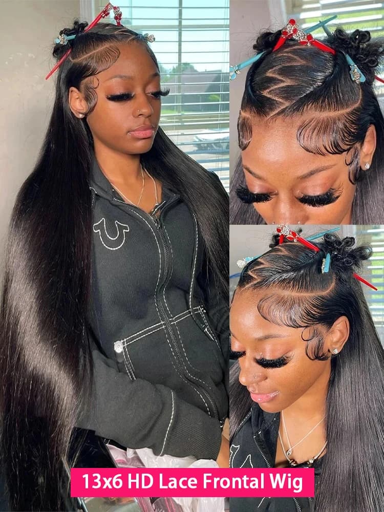 Sophianna 200 densité 13X4 HD dentelle avant perruque 13x6 dentelle avant droite perruque de cheveux humains 30 40 pouces noir naturel pour les femmes - AliExpress  thumbnail 2