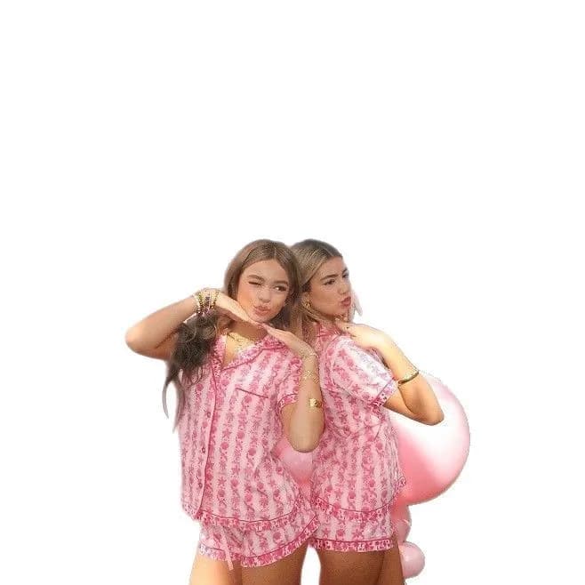 Pink Palm Twilight Pajamas Set Long Sve Home Clothes Faionable Women's Ensemble Comfortable Spwear Spring Collection - AliExpress  thumbnail 3