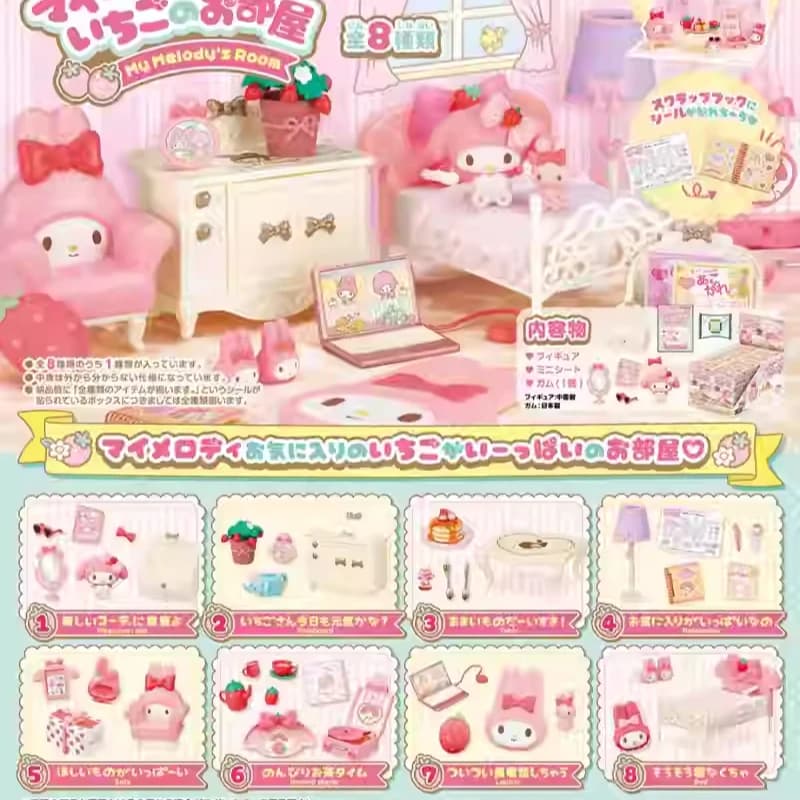 Re Ments-Jouets figurines miniatures Sanurgente My Melody'Room Kuromi, ornements authentiques, modèle à collectionner, cadeau pour enfants - AliExpress  thumbnail 4