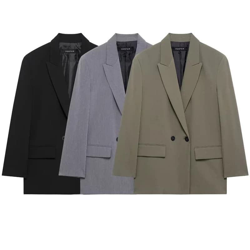TRAF Y2K 2025 Women's Blazer Spring Office Wear Outerwears Black Green Gray Blazer Long Sleeve Coats Blazers Fitted Suit Jacket - AliExpress  - Image 1