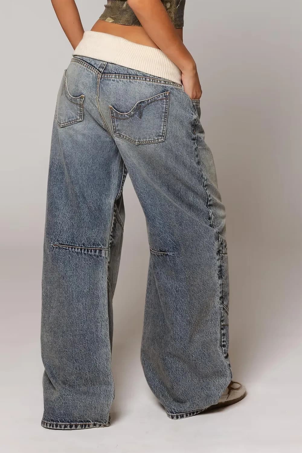 Women's Hip Hop Splice Fashion Basics Retro Jeans Simple Dressing Up Daily Necessary Wide Leg Pants Baggy Cargo Pants - AliExpress  thumbnail 2