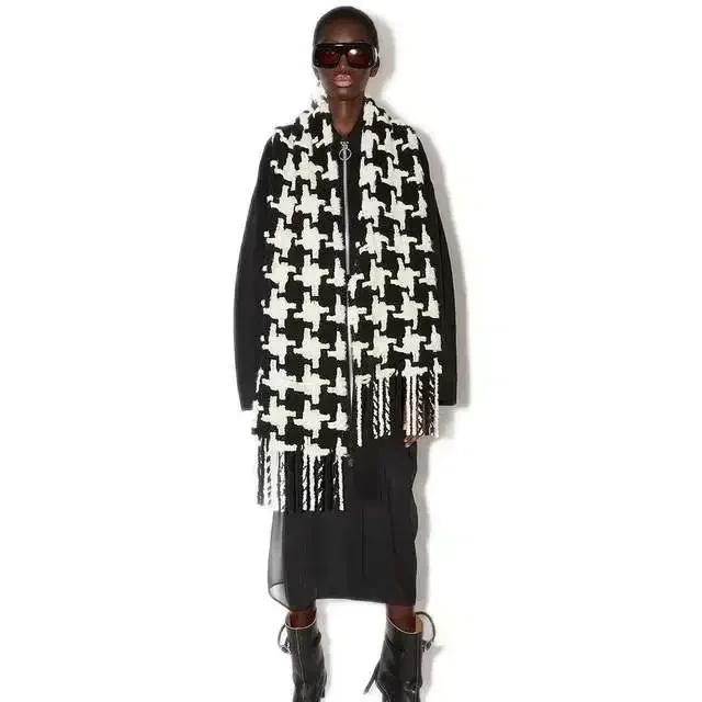 Winter Women Plaid AC Scarf Shawls Studio Cashmere Wraps Lady Tassel Warm Luxury Scarf Scarves Rainbow Hairy Designer Brand Man - AliExpress  thumbnail 4