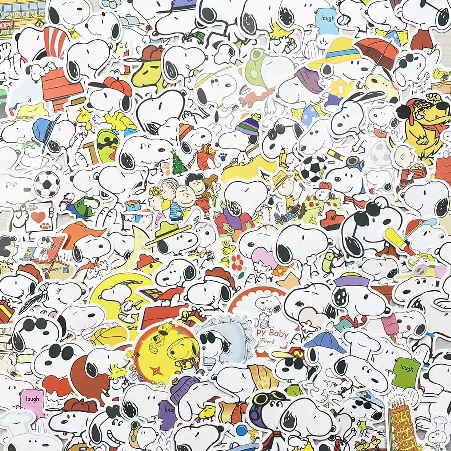 100/200pcs anime Snoopy stationery stickers cute cartoon student stationery notebook diy decoration expression graffiti stickers - AliExpress  thumbnail 4