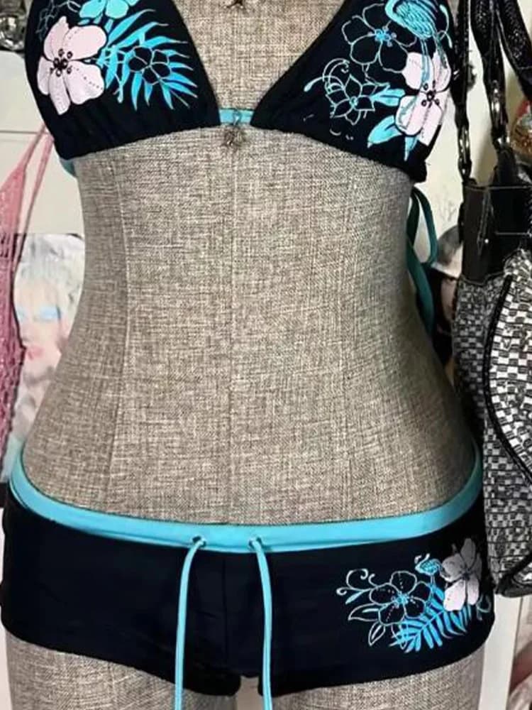 Sexy Hottie Print Laced Up Backless Bikini 2 Piece Set Women Split Swimsuit Beach Bikini 2025 New Summer Swimwear Bikinis Set - AliExpress  thumbnail 3