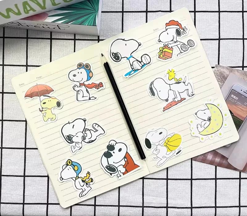 100/200pcs anime Snoopy stationery stickers cute cartoon student stationery notebook diy decoration expression graffiti stickers - AliExpress  thumbnail 5