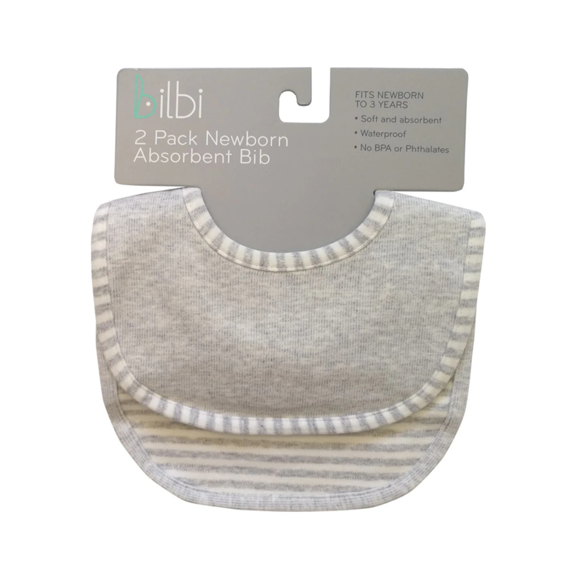 Bilbi Newborn Absorbent Bib - Melange Grey - 2 Pack - Image 1
