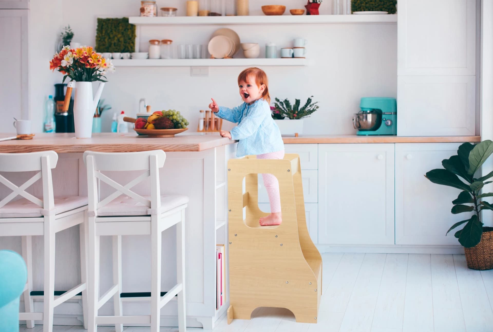4Baby Learning Tower Natural Wood Look thumbnail 4