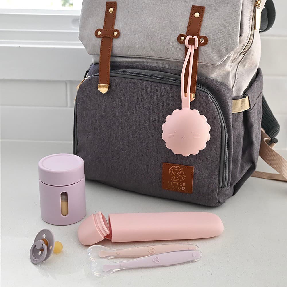 Little Rawr Travel Spoon Set - Lilac/Rose thumbnail 3