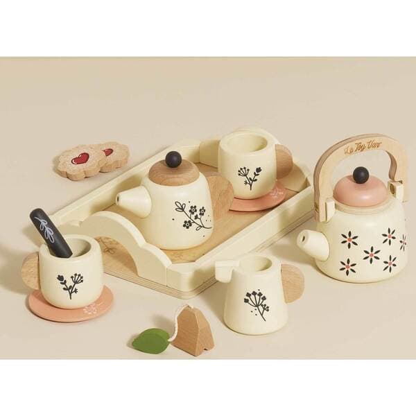 Wooden Tea Set and Tray - Image 1