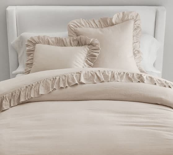 Belgian Flax Linen Fringe Ruffle Duvet Cover