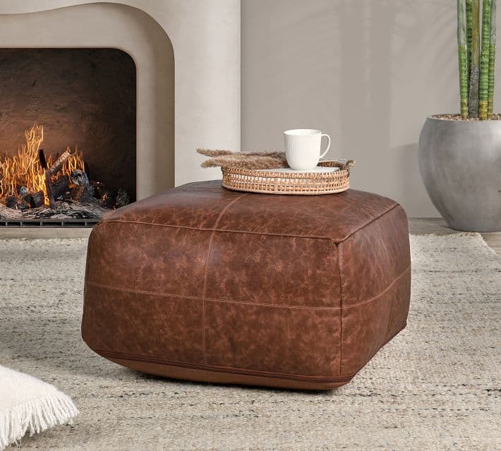 Gaona Leather Pouf thumbnail 6