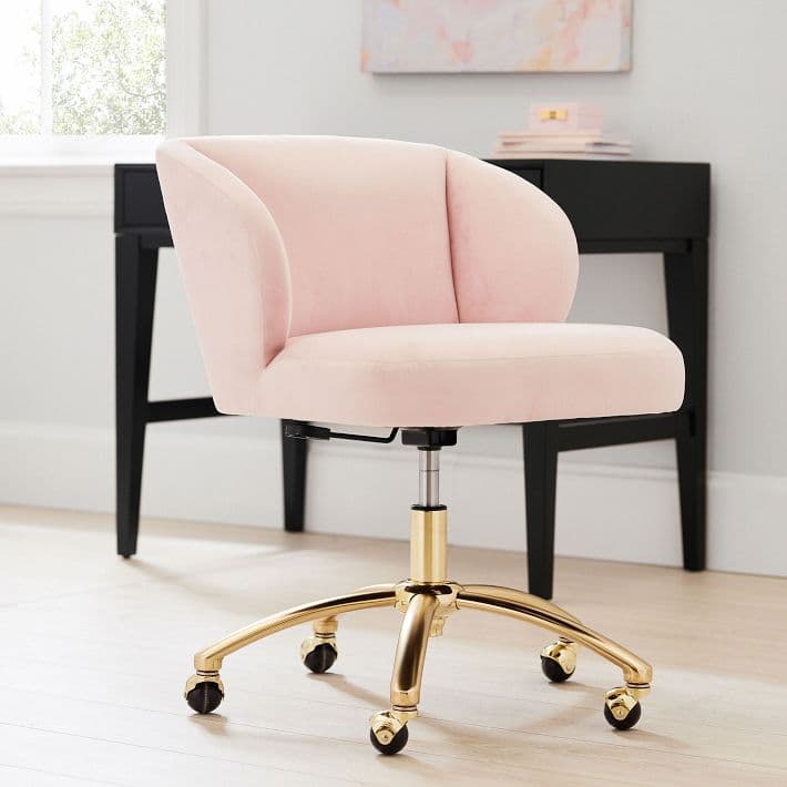 Performance Everyday Velvet Rose Wingback Swivel Desk Chair thumbnail 3