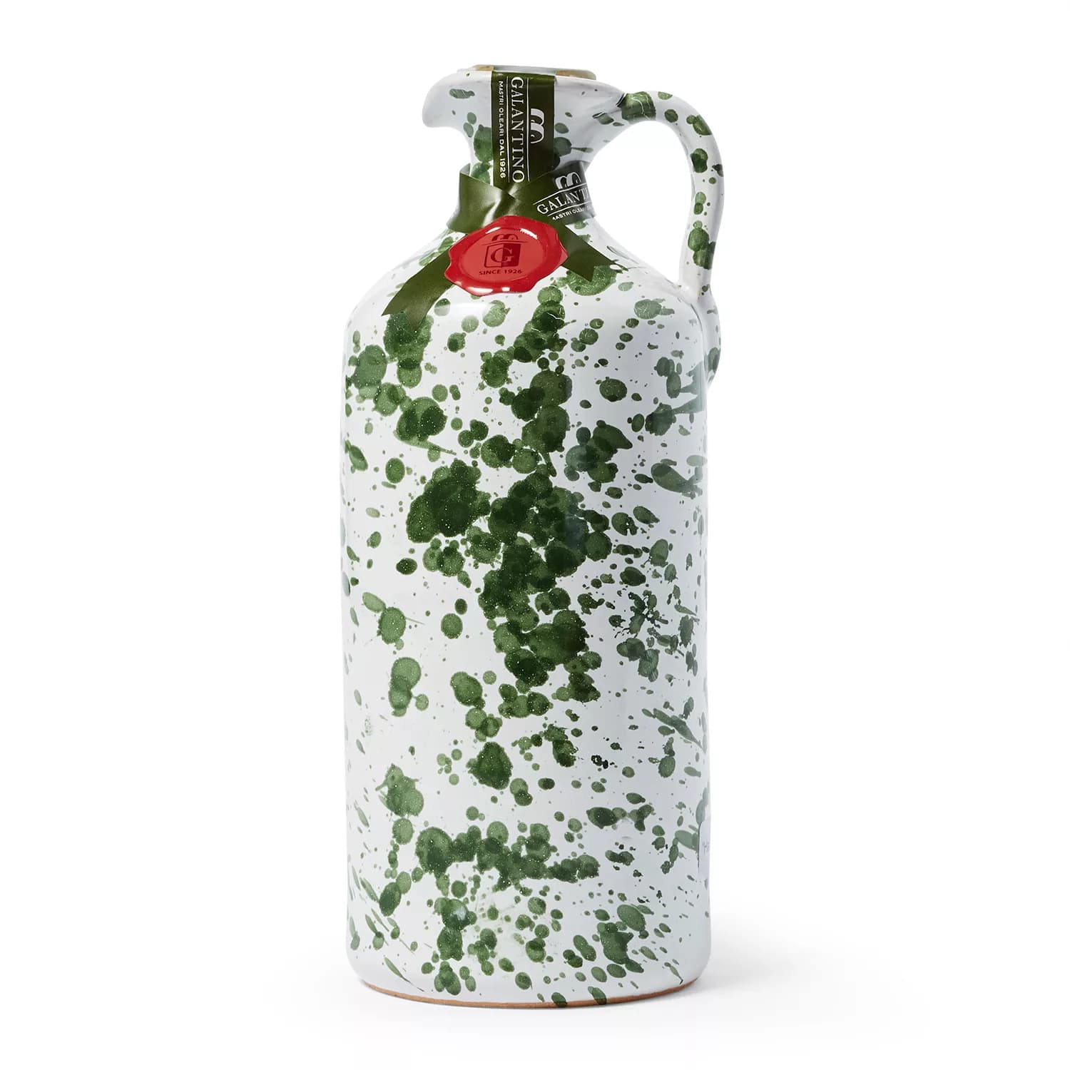 Frantoio Galantino Extra Virgin Olive Oil with Hand-Painted Ceramic Splatter Jug - Image 1