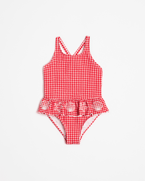 Textured Frill One Piece Swim Suit - Image 1