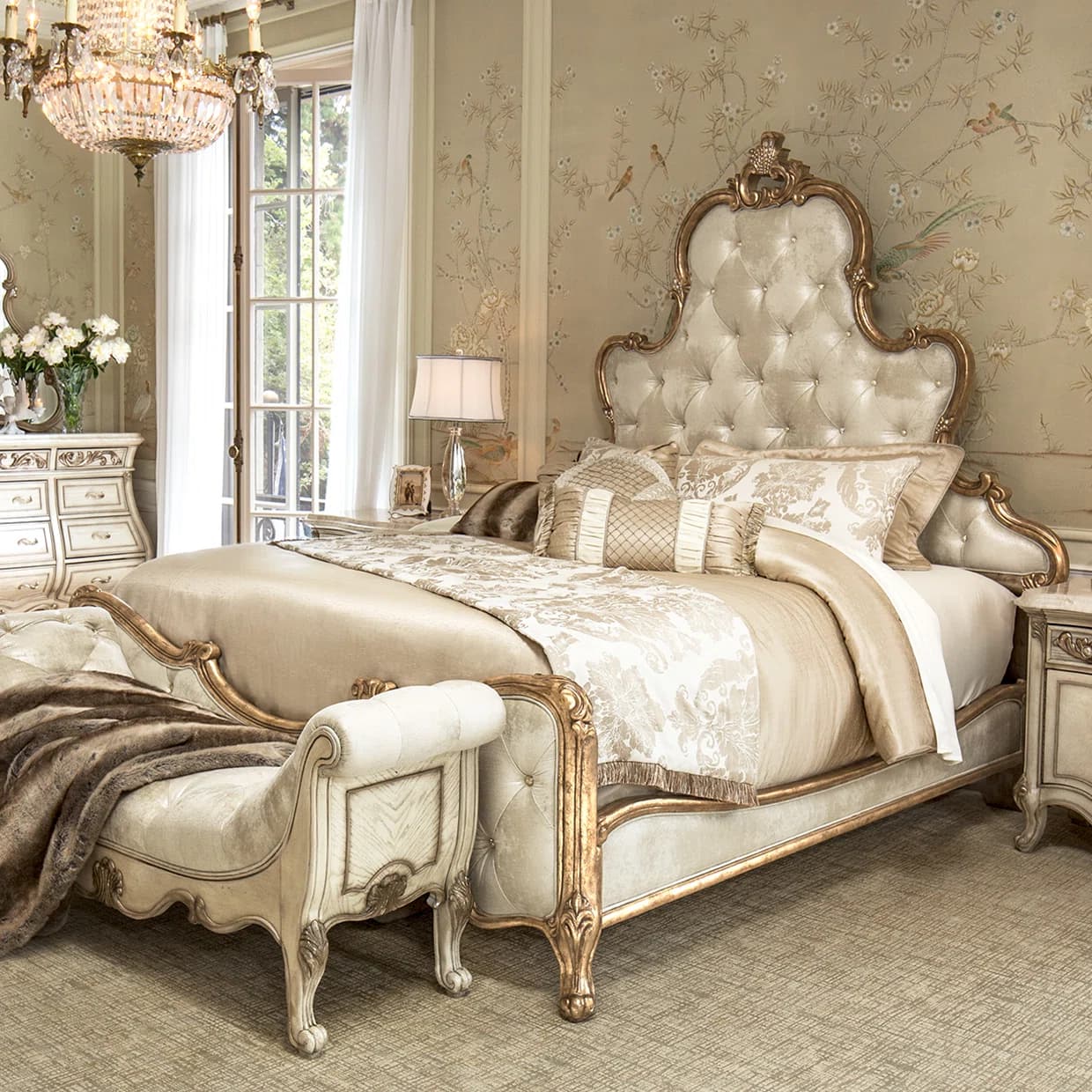 Upholstered Scalloped Bed - Image 1