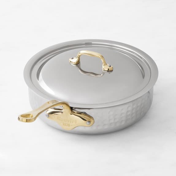 Mauviel M'Elite B Hammered Stainless-Steel Saute Pan, 3-Qt. - Image 1