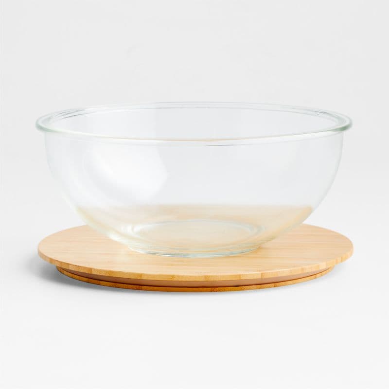 Large Glass Mixing Bowl with Bamboo Lid thumbnail 3
