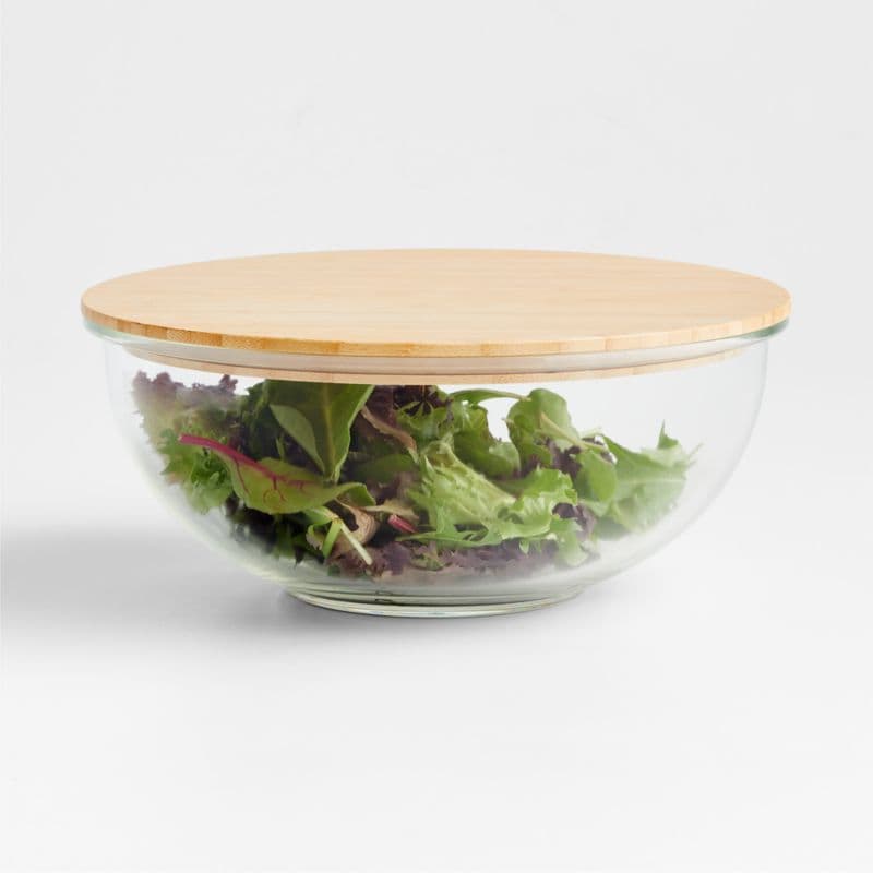 Large Glass Mixing Bowl with Bamboo Lid - Image 1