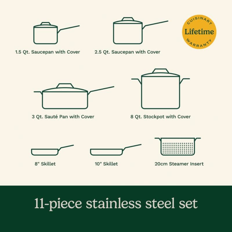 Cuisinart ® Chef's Classic™ 11-Piece Stainless Steel Cookware Set thumbnail 3