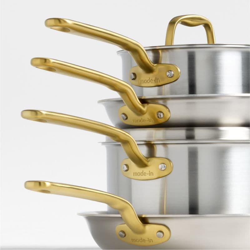 Made In Stainless Clad 10-Piece Cookware Set with Antique Brass Hardware thumbnail 5
