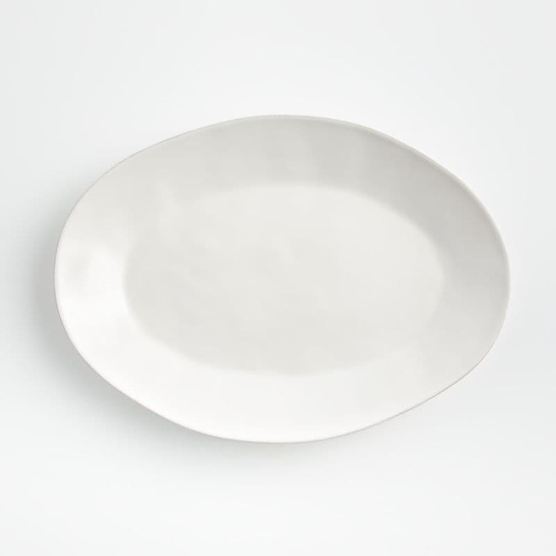 Marin White Small Oval Serving Platter - Image 1