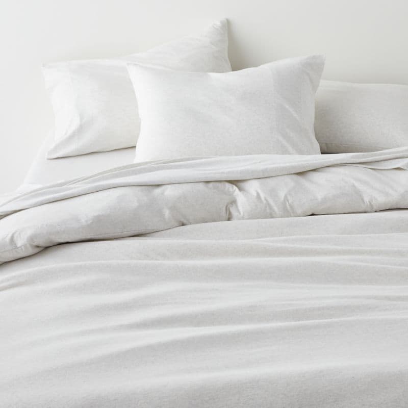 Cozysoft Organic Cotton Jersey Heathered Ivory King Bed Sheet Set thumbnail 7