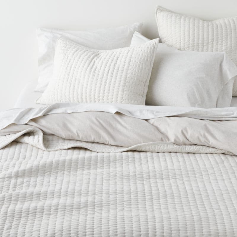 Cozysoft Organic Cotton Jersey Heathered Ivory King Bed Sheet Set thumbnail 9