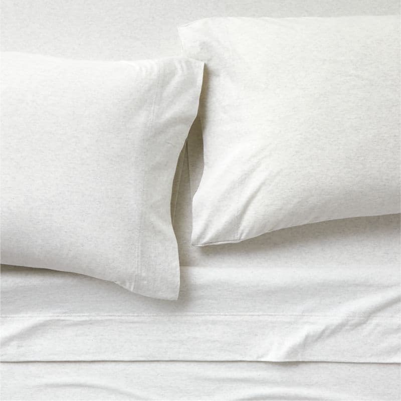 Cozysoft Organic Cotton Jersey Heathered Ivory King Bed Sheet Set - Image 1