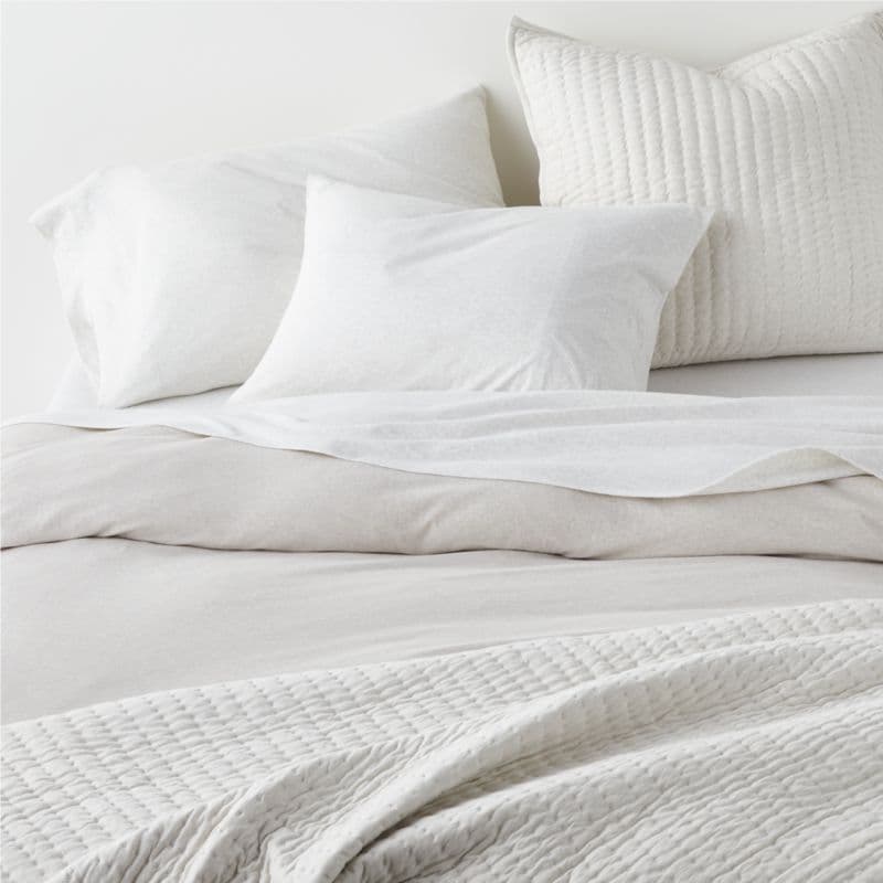 Cozysoft Organic Cotton Jersey Heathered Ivory King Bed Sheet Set thumbnail 10