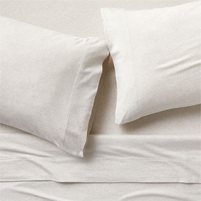 Cozysoft Organic Cotton Jersey Oatmeal Brown King Bed Sheet Set - Image 1