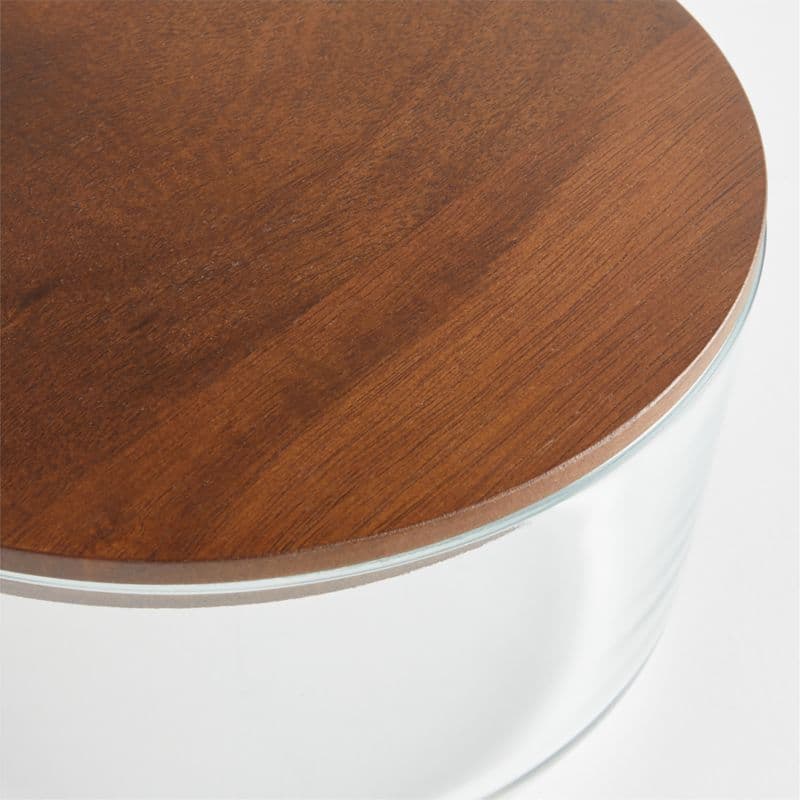 8-Piece Round Glass Food Storage Container Set with FSC-Certified Dark Acacia Wood Lids thumbnail 5