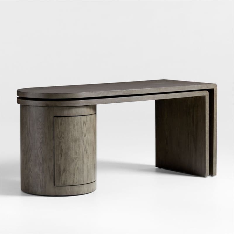 Twist 64" Grey Ash Rotating Large Desk with Storage thumbnail 4