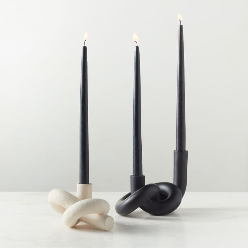 Asha Speckled Cement Knotted Taper Candle Holder thumbnail 3