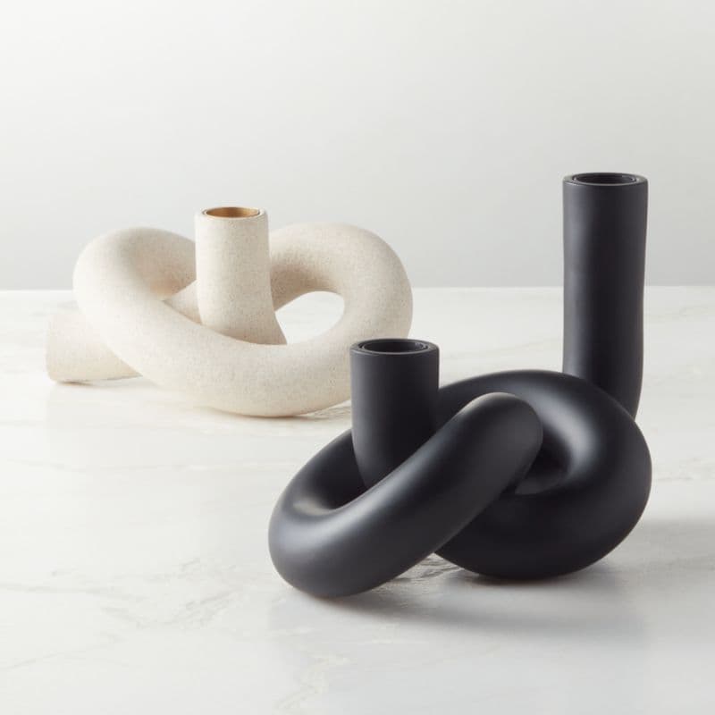 Asha Speckled Cement Knotted Taper Candle Holder thumbnail 4