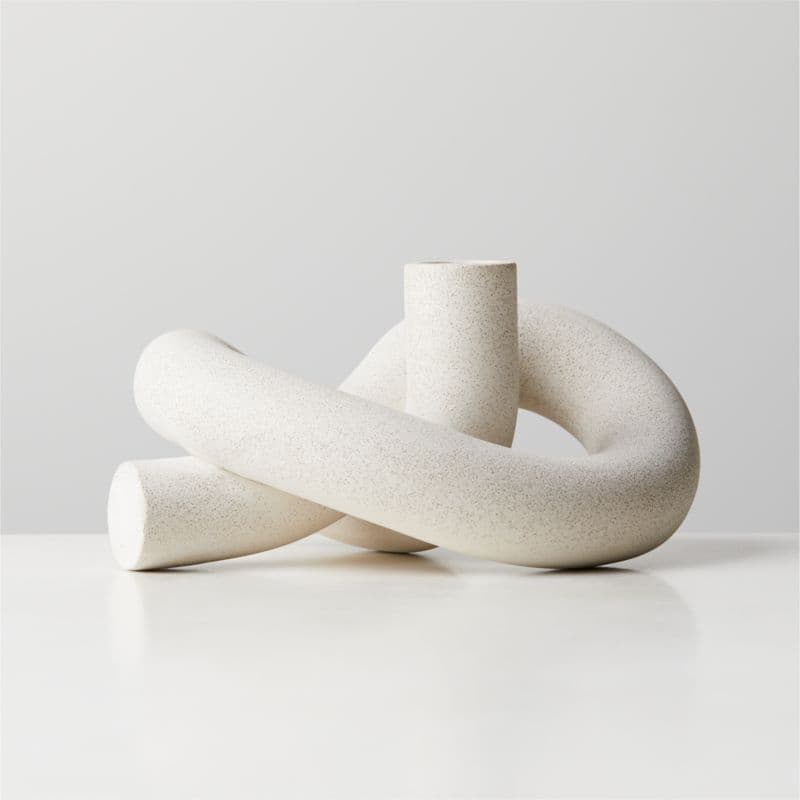 Asha Speckled Cement Knotted Taper Candle Holder thumbnail 2