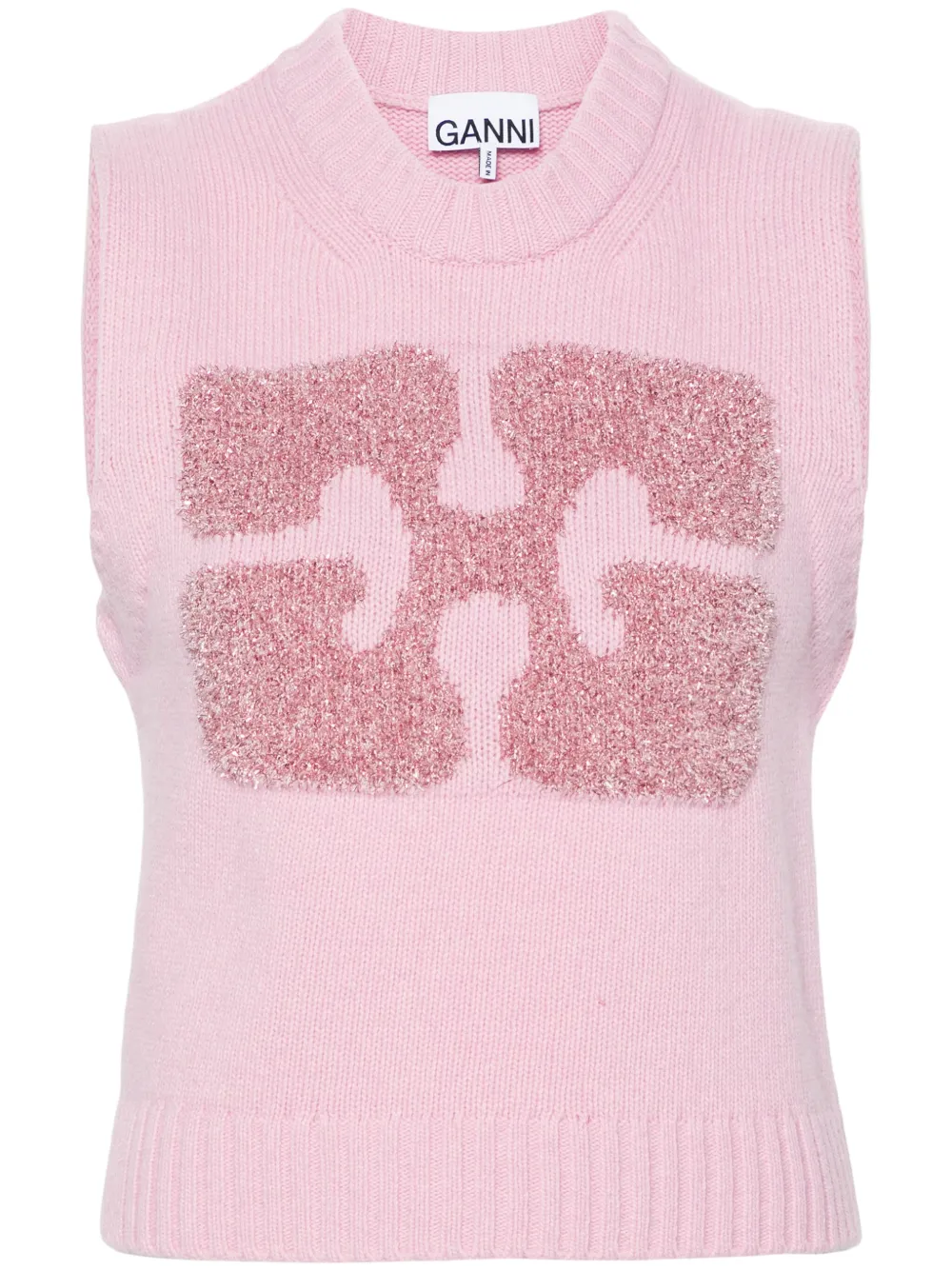 glittery-logo sleeveless vest - Image 1