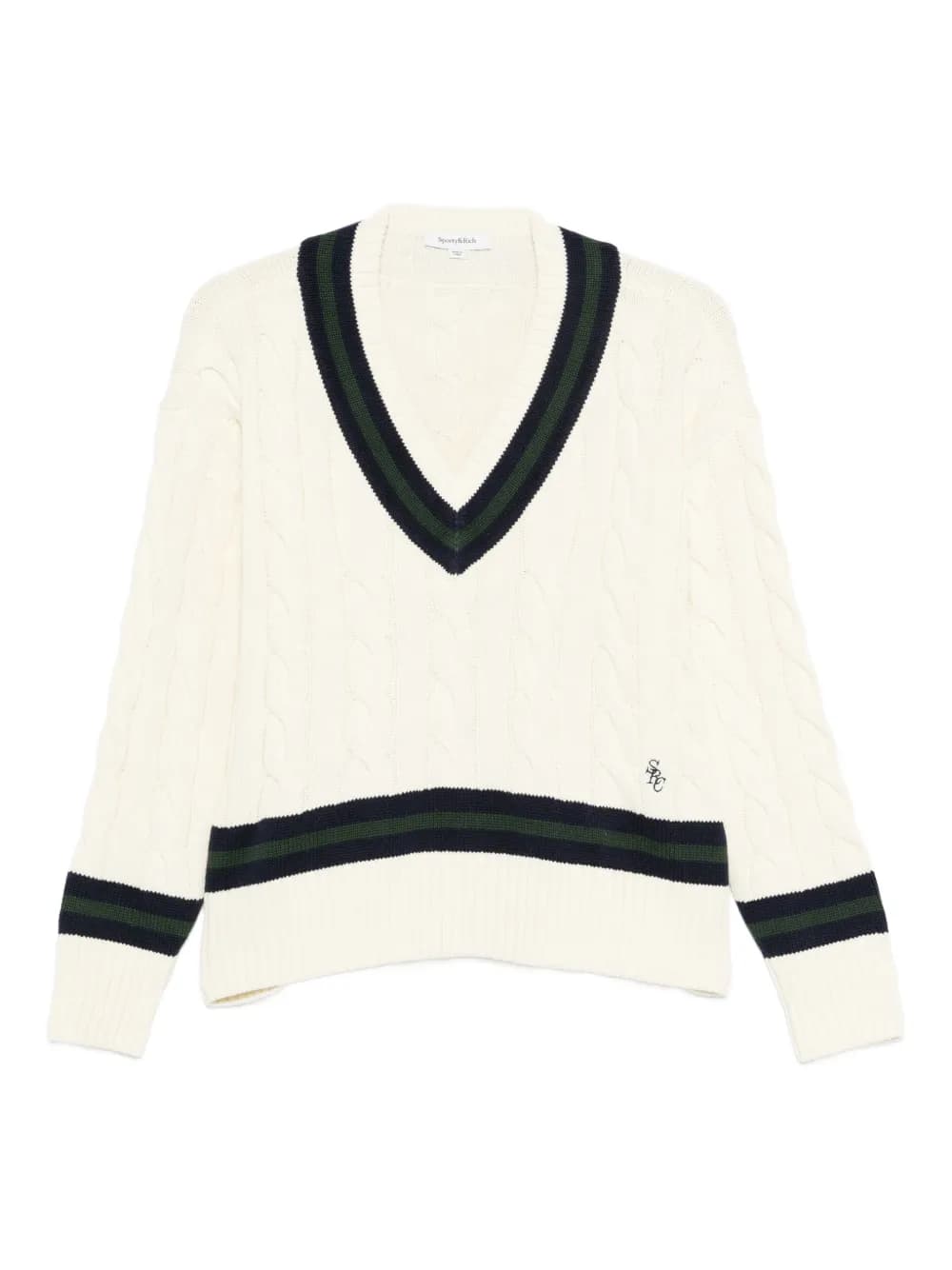 Sporty & Rich V-neck Striped Knitwear | Neutrals | FARFETCH - Image 1