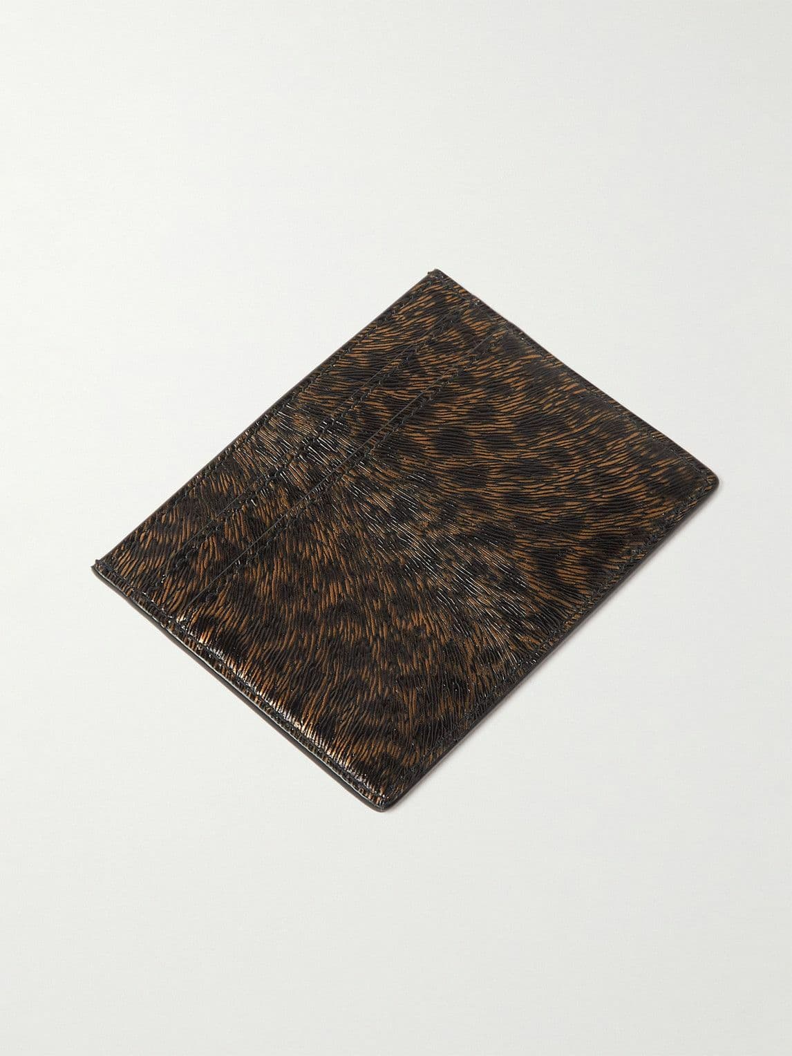 SAINT LAURENT - Leopard-Print Glossed Textured-Leather Cardholder thumbnail 3