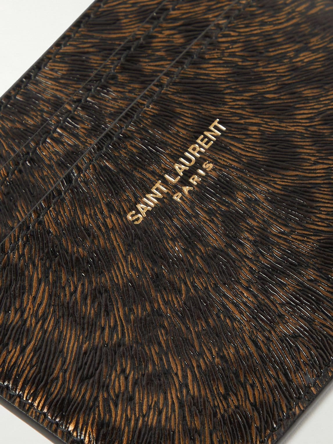 SAINT LAURENT - Leopard-Print Glossed Textured-Leather Cardholder thumbnail 4