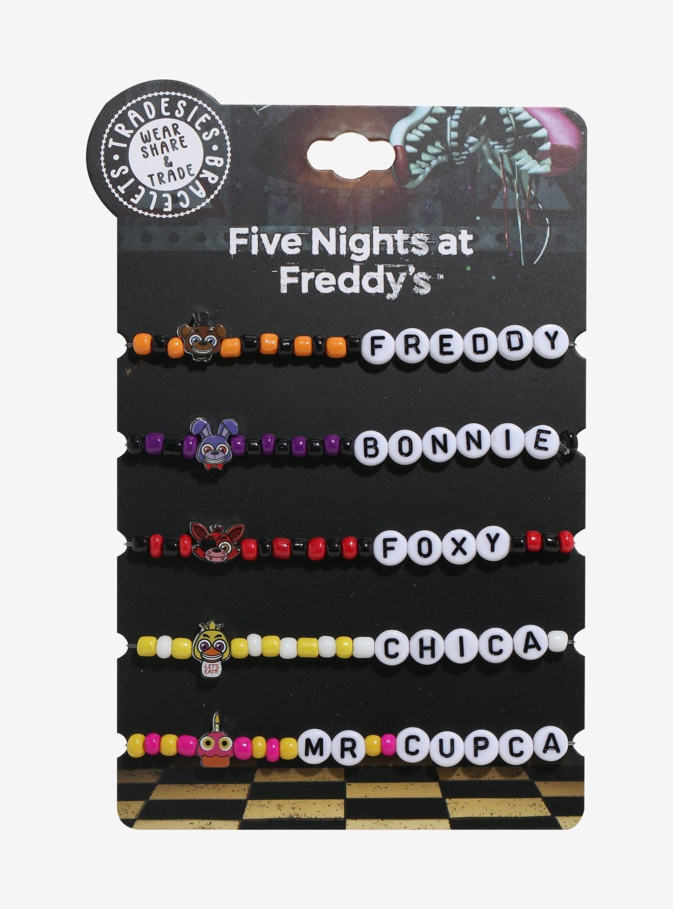 Five Nights At Freddy's Charm Bead Bracelet Set