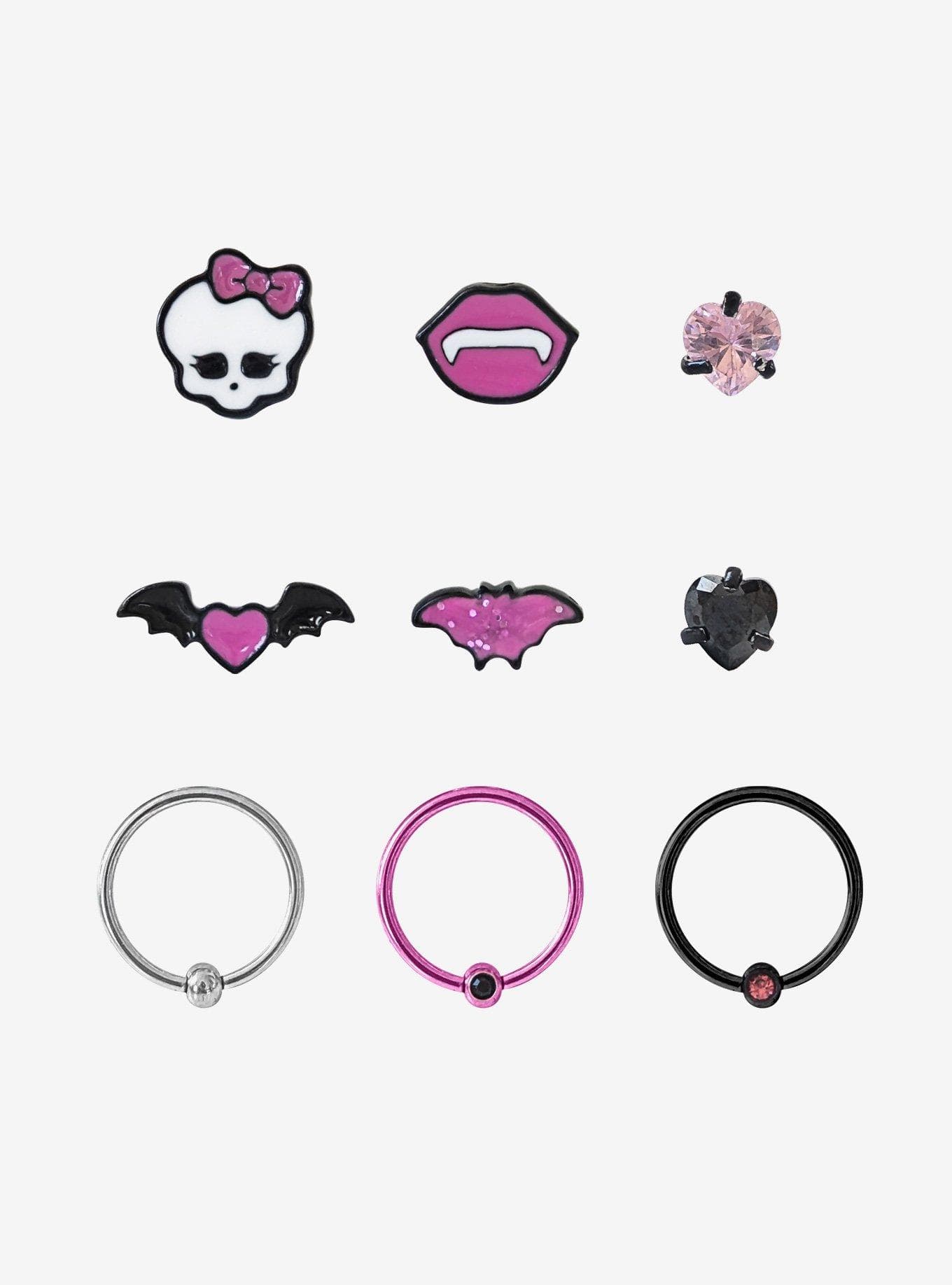 Monster High Steel Draculaura Nose Stud & Captive Hoop 9 Pack - Image 1
