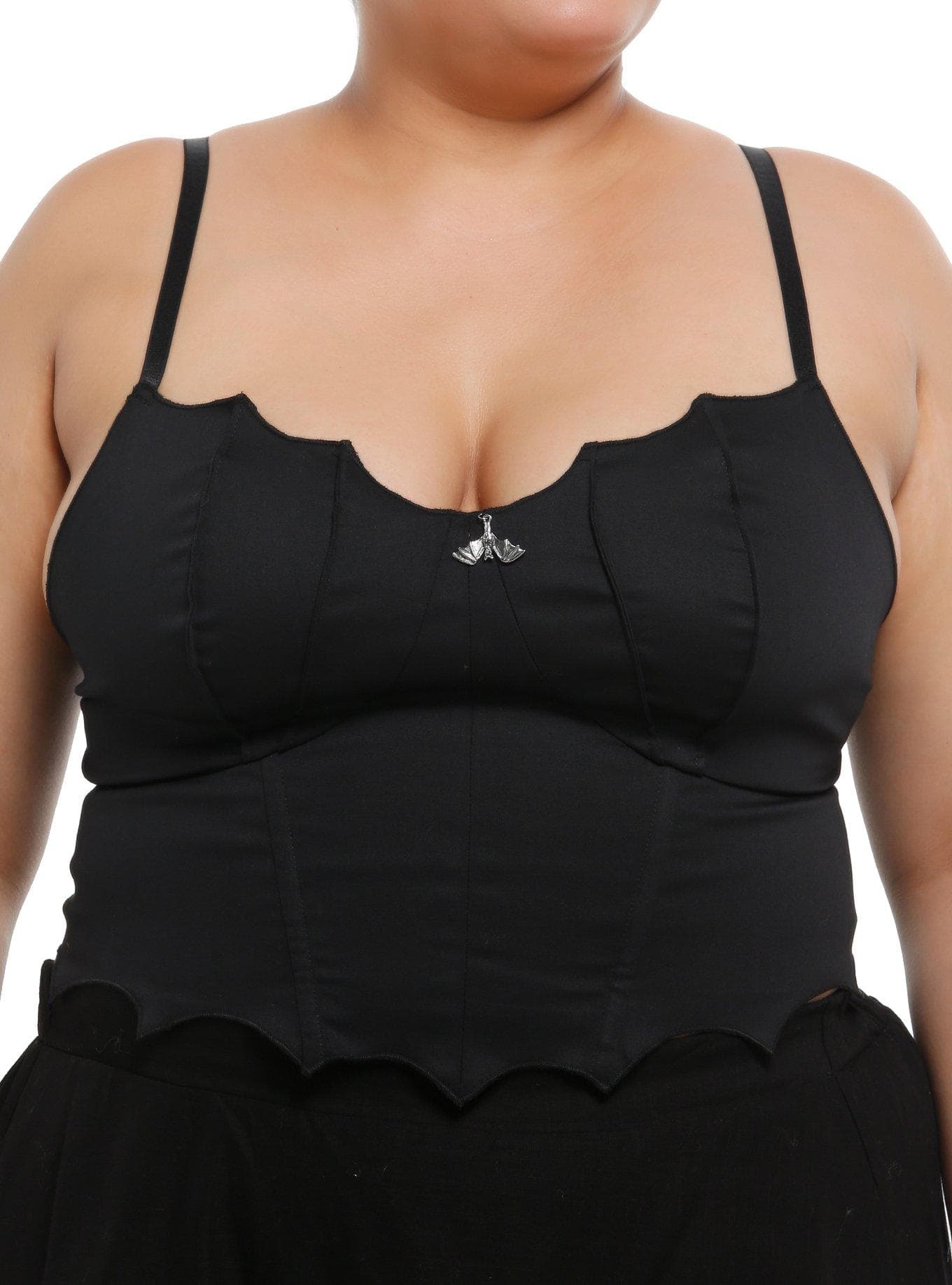 Cosmic Aura Black Bat Charm Girls Corset Top Plus Size - Image 1